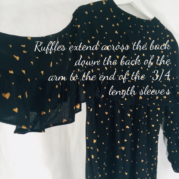 LC Lauren Conrad Heart Flounce Blouse Yellow Black - Picture 8 of 8